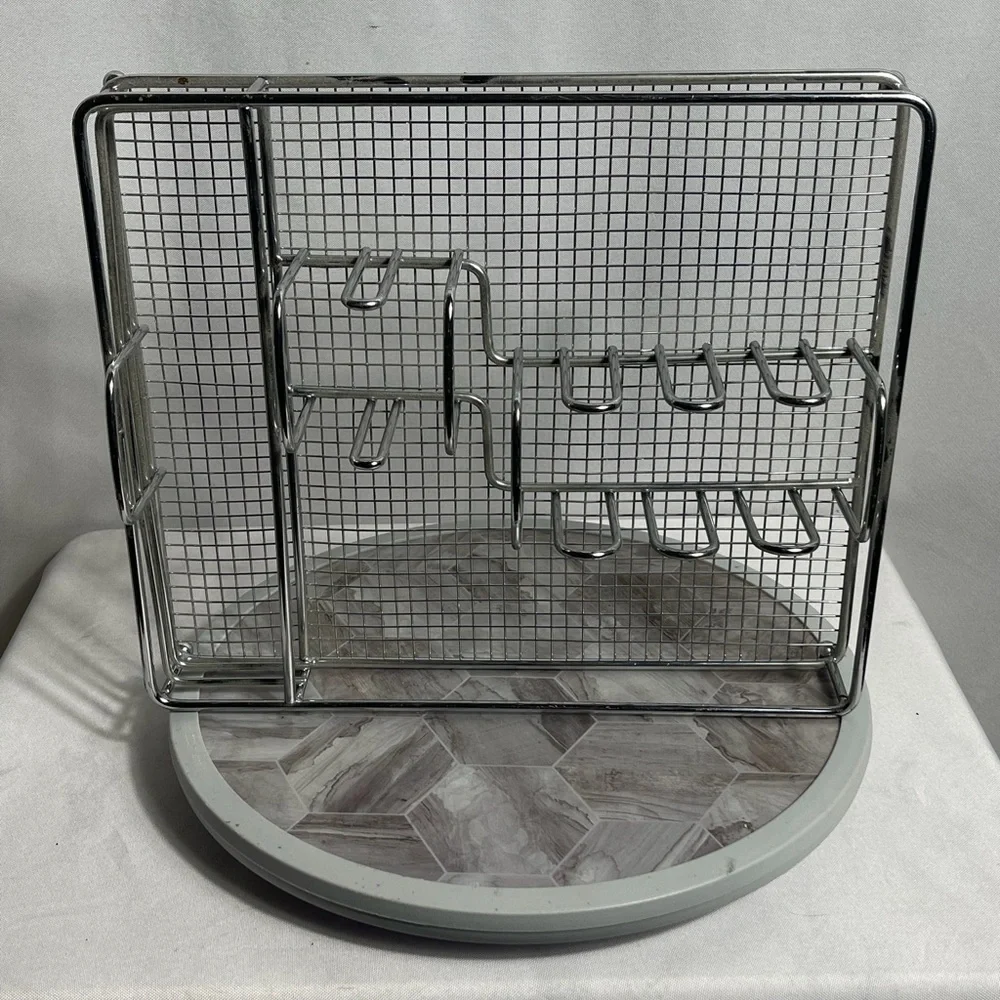 Chrome Wire Mesh Utensil Rack Countertop Kitchen Organizer 12x12